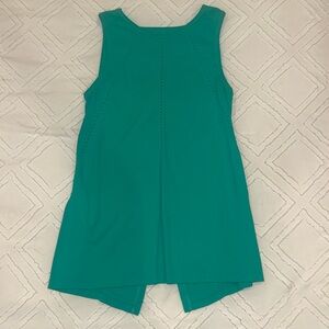 Athleta Sleeveless Teal Open Back Athletic Workout Top, XS